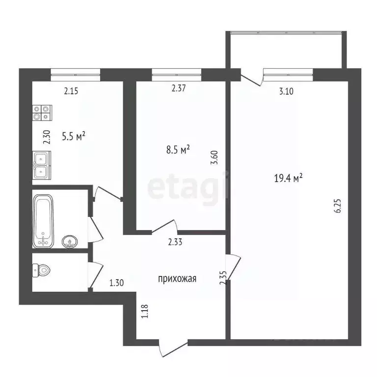 2-к кв. Пензенская область, Пенза ул. Попова, 72 (42.5 м) - Фото 1