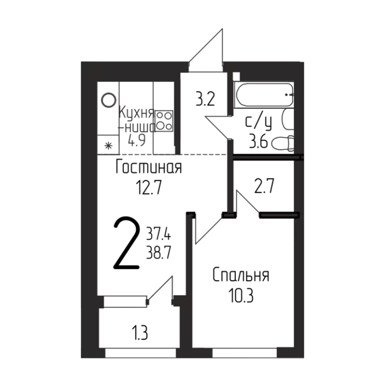 Продаётся 2-к квартира, 38.7 м - Фото 0