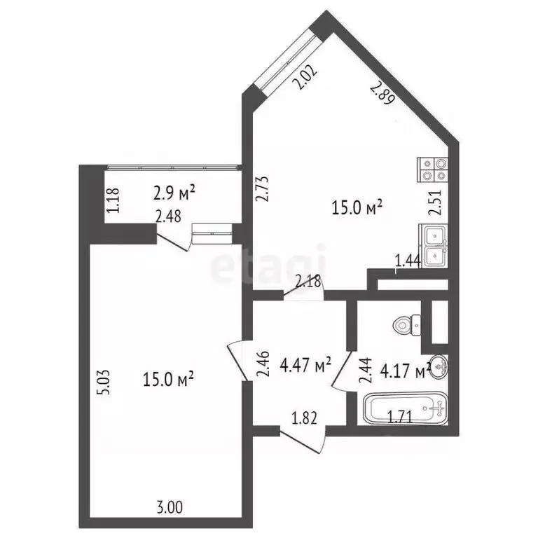 1-к кв. Московская область, Балашиха ш. Косинское, 1 (37.3 м) - Фото 2