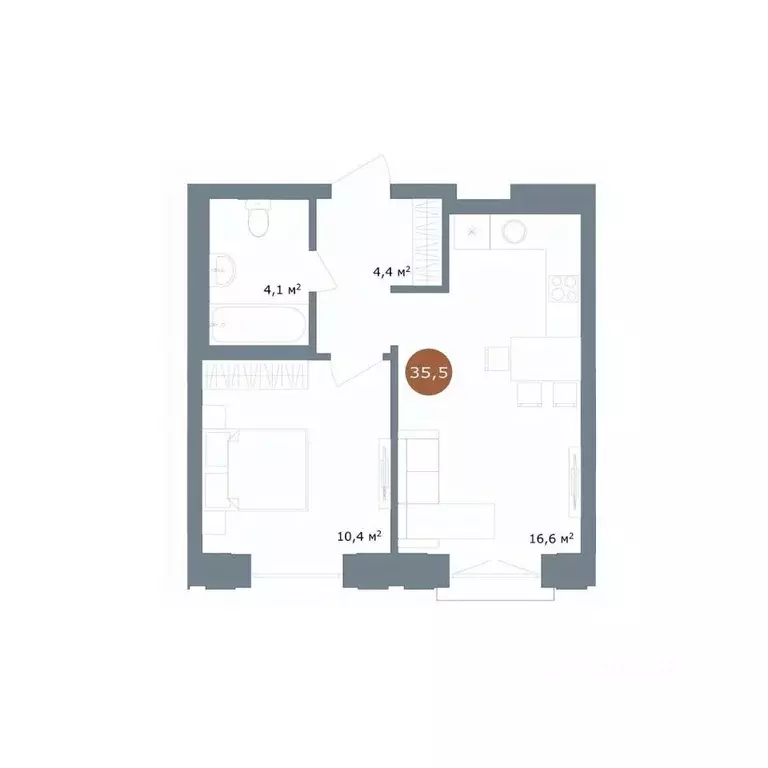 2-к кв. Новосибирская область, Новосибирск ул. Костычева, 19/1 (35.5 ... - Фото 1