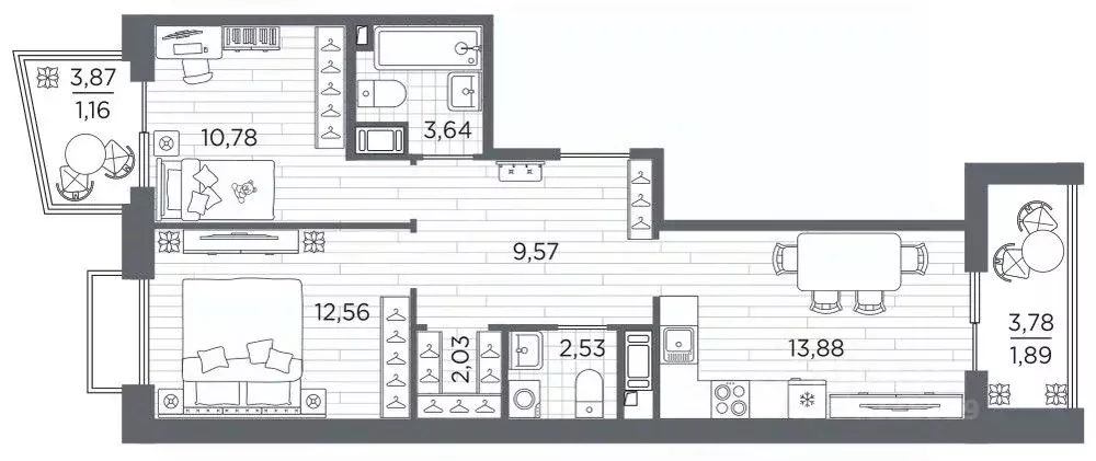 2-к кв. Санкт-Петербург Полюстровский просп., 87 (58.04 м) - Фото 1