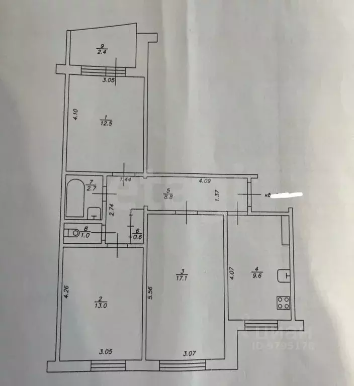 3-к кв. Татарстан, Казань ул. Четаева, 11 (65.3 м) - Фото 2