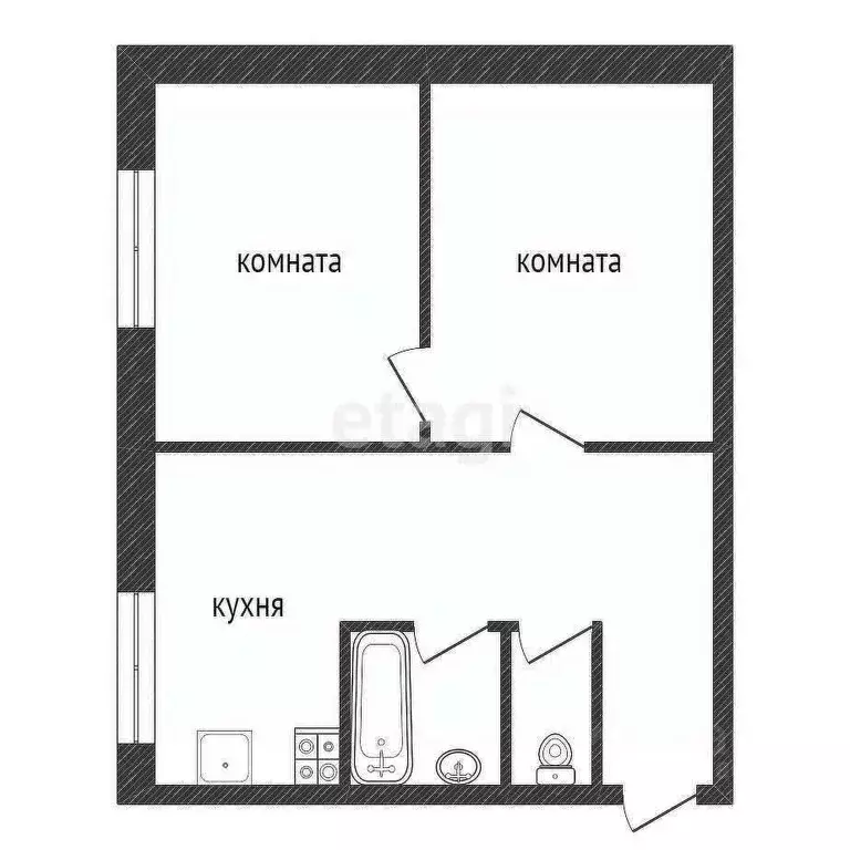 2-к кв. Ленинградская область, Волхов ул. Ломоносова, 22а (40.3 м) - Фото 0