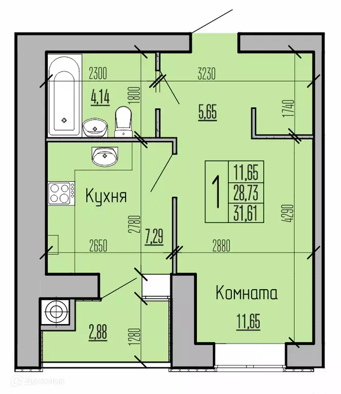 Продаётся 1-к квартира, 31.3 м - Фото 1