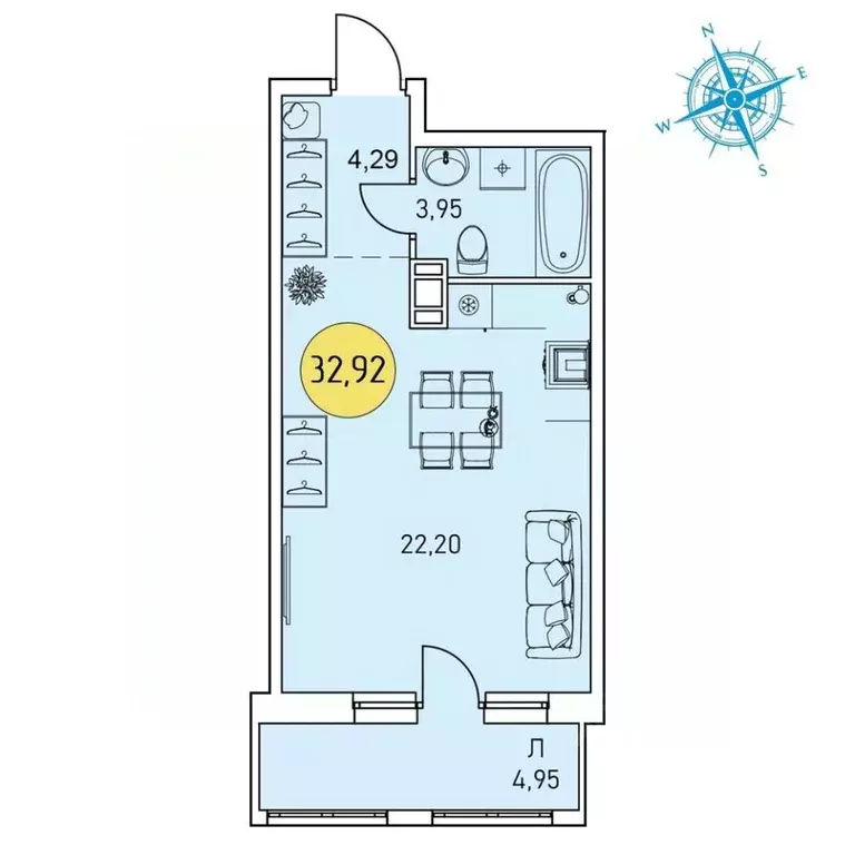 Студия Архангельская область, Архангельск Котласская ул., 30 (32.92 м) - Фото 0