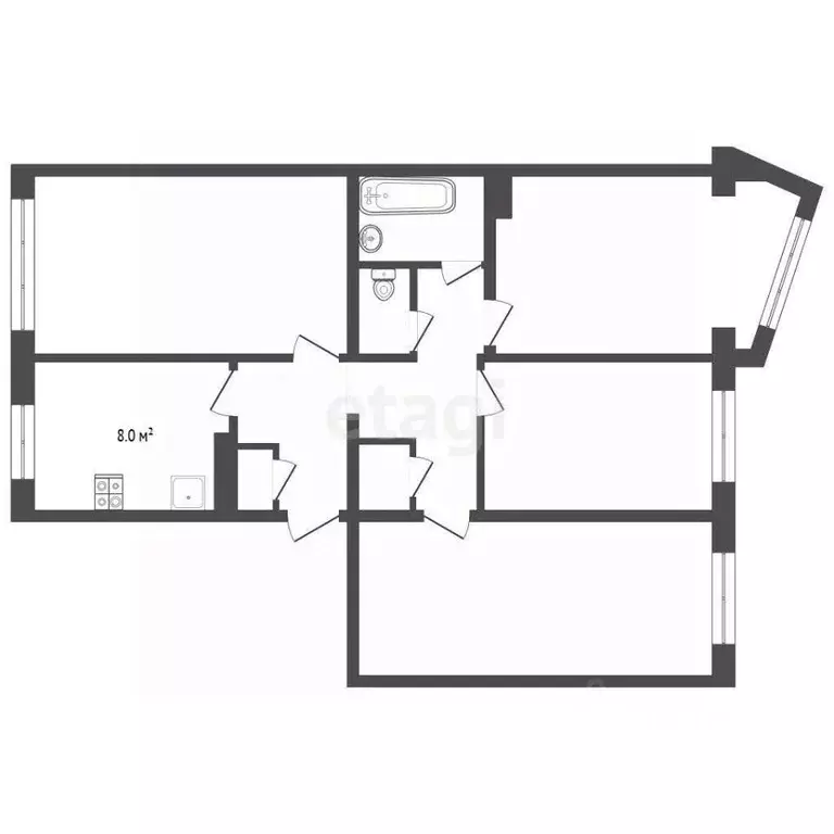 4-к кв. Камчатский край, Вилючинск Спортивная ул., 5 (75.8 м) - Фото 2