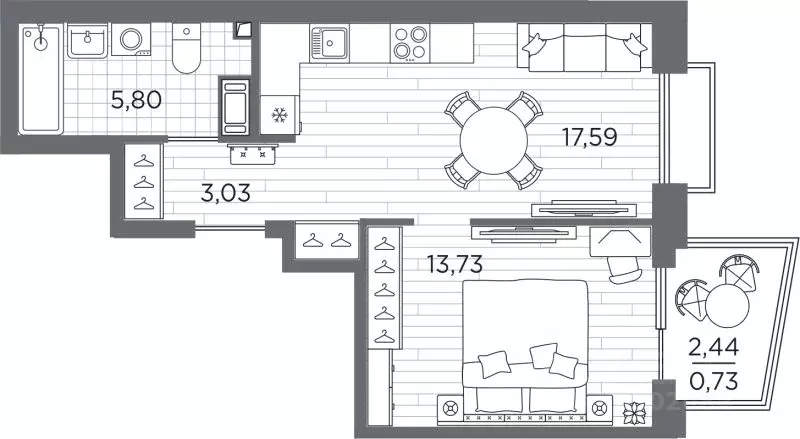 1-к кв. Санкт-Петербург Полюстровский просп., 87 (40.88 м) - Фото 1