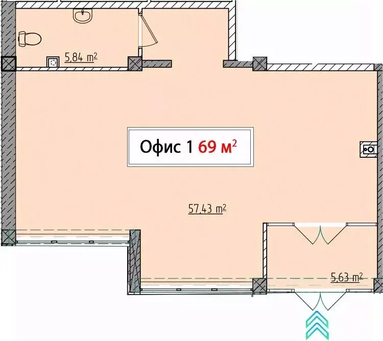 Офис в Крым, Симферополь ул. Батурина, 133 (69 м) - Фото 1