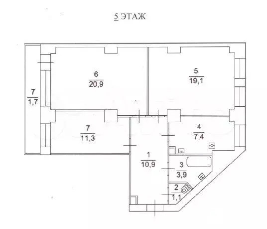 Комната 20,9 м в 3-к., 5/6 эт. - Фото 1