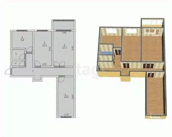 3-к кв. Калужская область, Калуга ул. Дубрава, 8 (58.0 м) - Фото 2