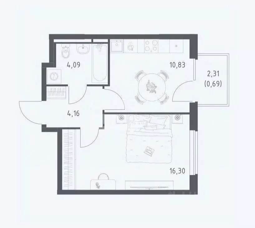 1-к кв. Московская область, Мытищи пер. 1-й Стрелковый, 6 (36.1 м) - Фото 2