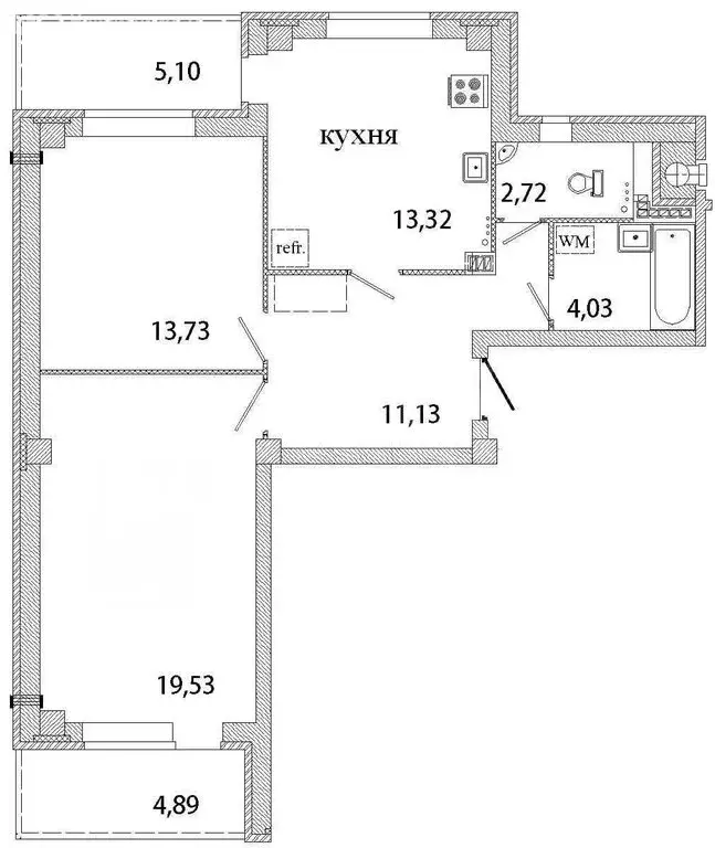 2-комнатная квартира: деревня Писковичи, улица Гецентова, 5 (64 м) - Фото 1
