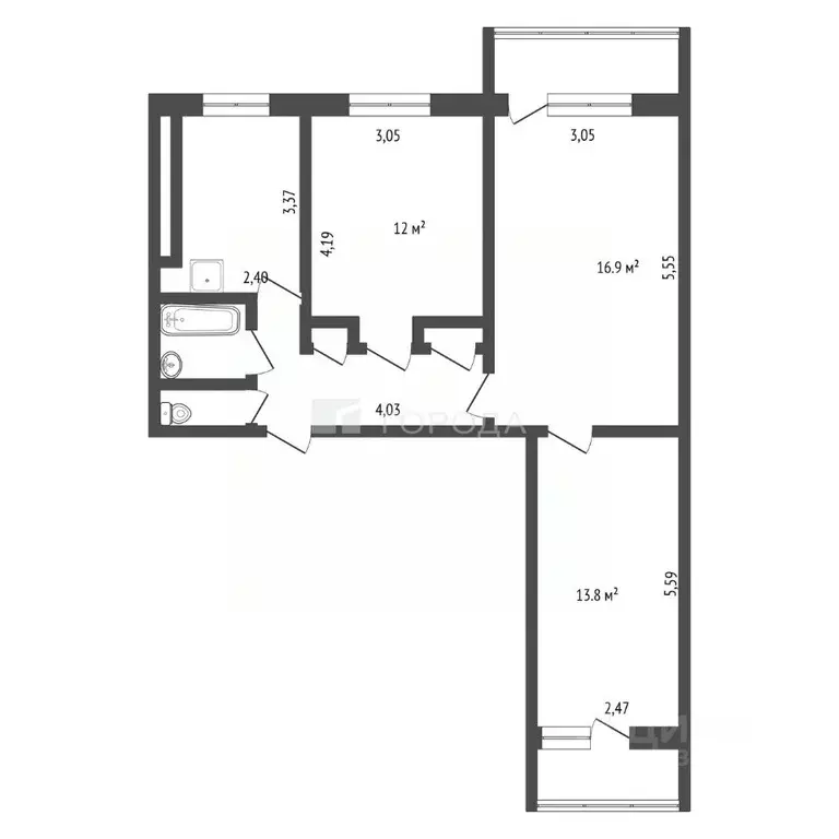 3-к кв. Кемеровская область, Новокузнецк Новобайдаевский мкр, просп. ... - Фото 2