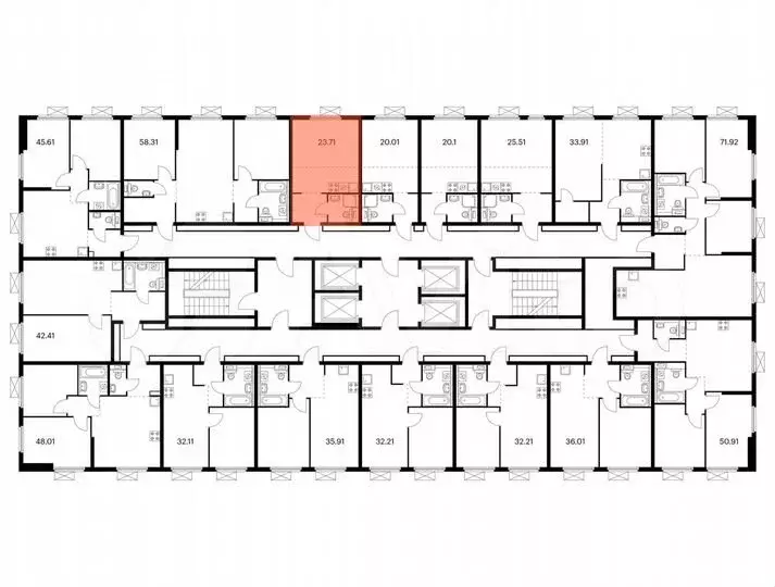 квартира-студия, 23,7 м, 29/38 эт. - Фото 1