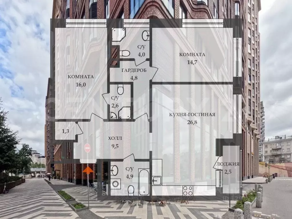 3-к кв. Москва Ленинградский просп., 29к1 (90.0 м) - Фото 2