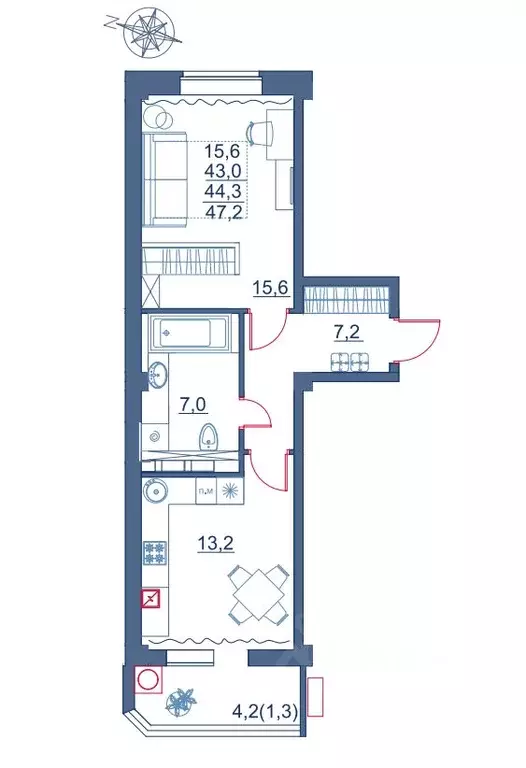 1-к кв. Ставропольский край, Ессентуки ул. Шмидта, 80/1с (47.2 м) - Фото 0