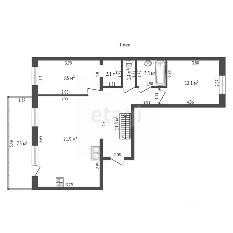 2-к кв. Саха (Якутия), Якутск ул. Жорницкого, 7/19 (69.0 м) - Фото 2