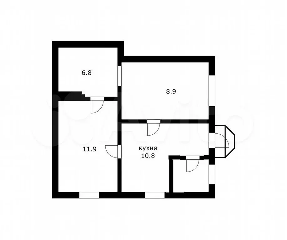 2-к. квартира, 38,4 м, 1/1 эт. - Фото 0