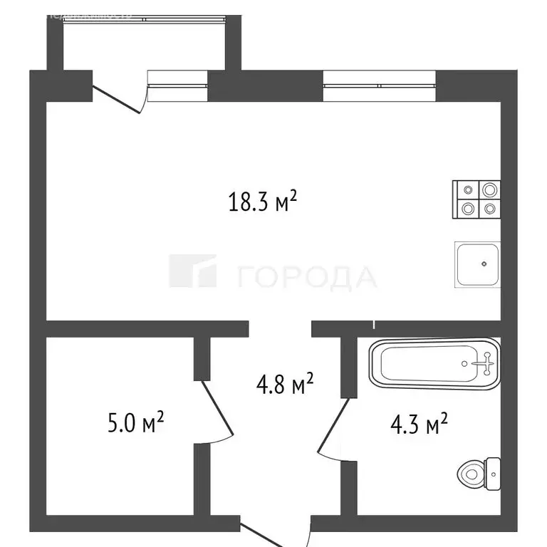 Квартира-студия: посёлок Садовый, Спортивная улица, 36/1 (32.39 м) - Фото 0