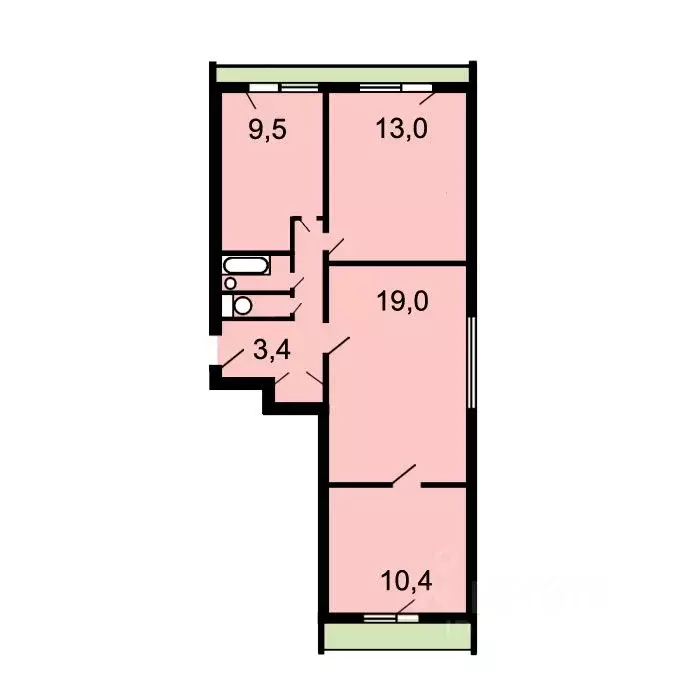 3-к кв. Москва ул. Маршала Тухачевского, 25К2 (64.1 м) - Фото 1