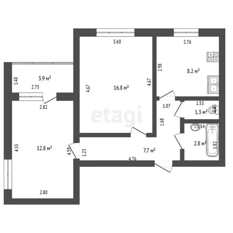 2-комнатная квартира: Мариинский, Хвойная улица, 12 (49.6 м) - Фото 0