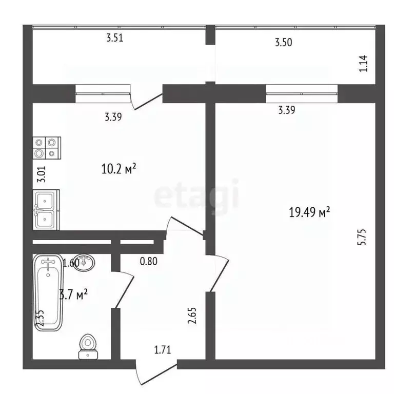 1-к кв. Краснодарский край, Славянск-на-Кубани Батарейная ул., 381/6 ... - Фото 1