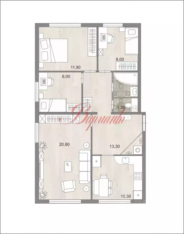 4-к кв. Архангельская область, Северодвинск ул. Коновалова, 6 (78.2 м) - Фото 0