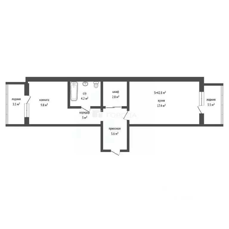 2-к кв. Алтайский край, Барнаул ул. Солнечная Поляна, 69 (42.8 м) - Фото 2