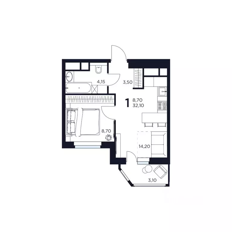 1-к кв. Московская область, Химки  (32.1 м) - Фото 1