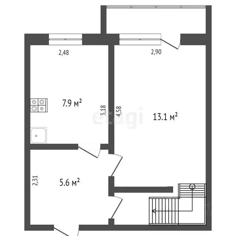 3-к кв. Брянская область, Карачев ул. Тургенева, 34 (56.7 м) - Фото 1