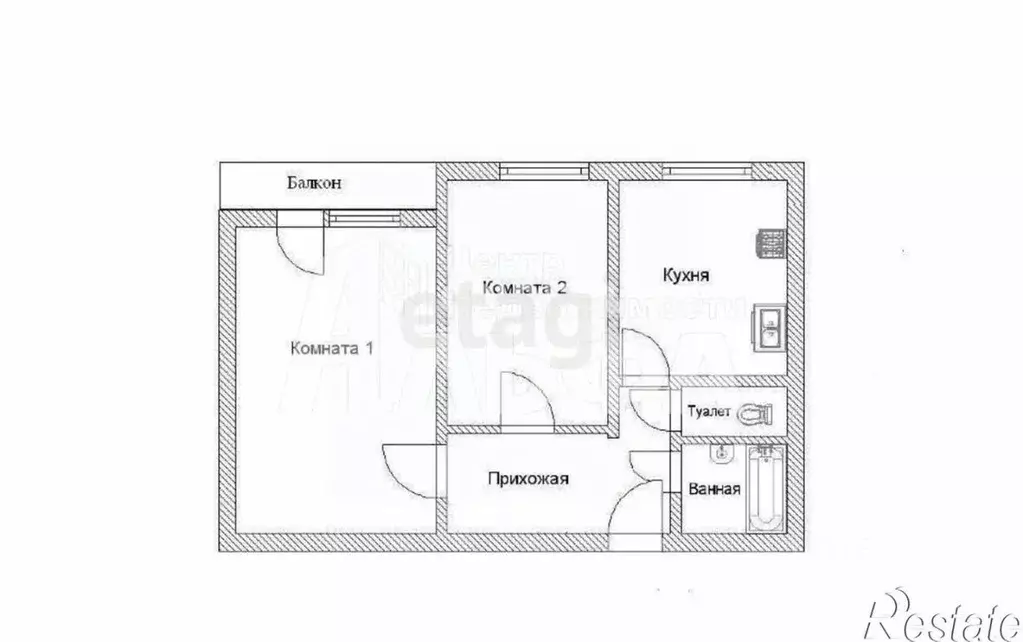 2-к кв. Хабаровский край, Комсомольск-на-Амуре ул. Аллея Труда, 57к5 ... - Фото 2