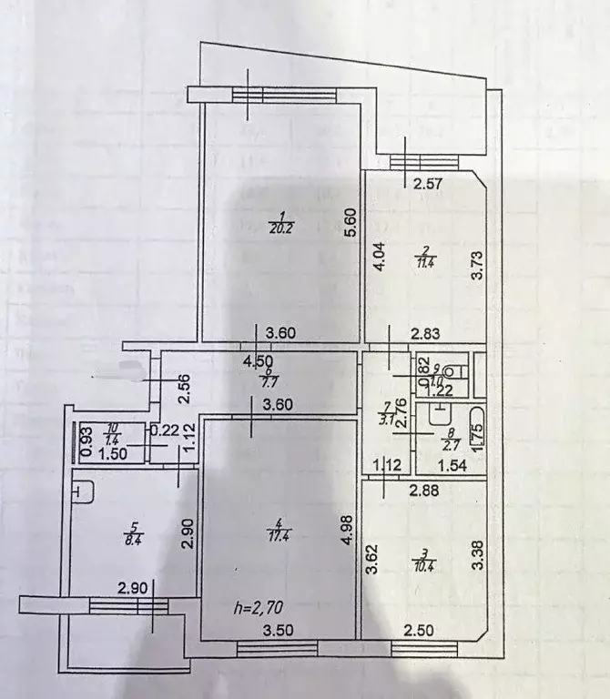 4-к кв. Татарстан, Казань ул. Юлиуса Фучика, 98 (84.0 м) - Фото 2