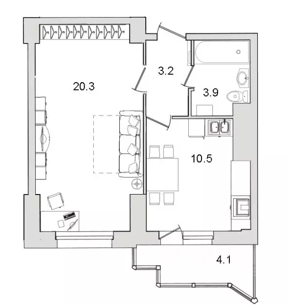 1-к кв. Санкт-Петербург ул. Кустодиева, 7к1 (42.0 м) - Фото 2