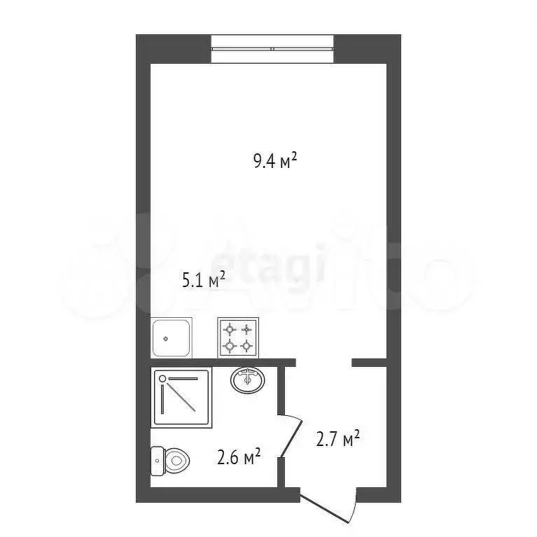 Квартира-студия, 16,9 м, 4/5 эт. - Фото 0