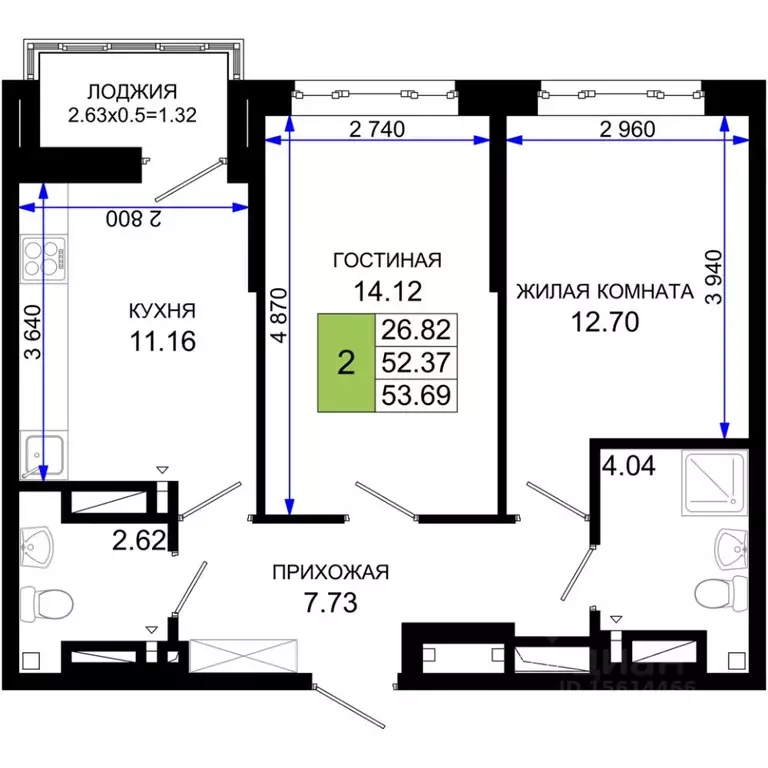 2-к кв. Ростовская область, Ростов-на-Дону Нефтекачка кв-л, Октябрь ... - Фото 0