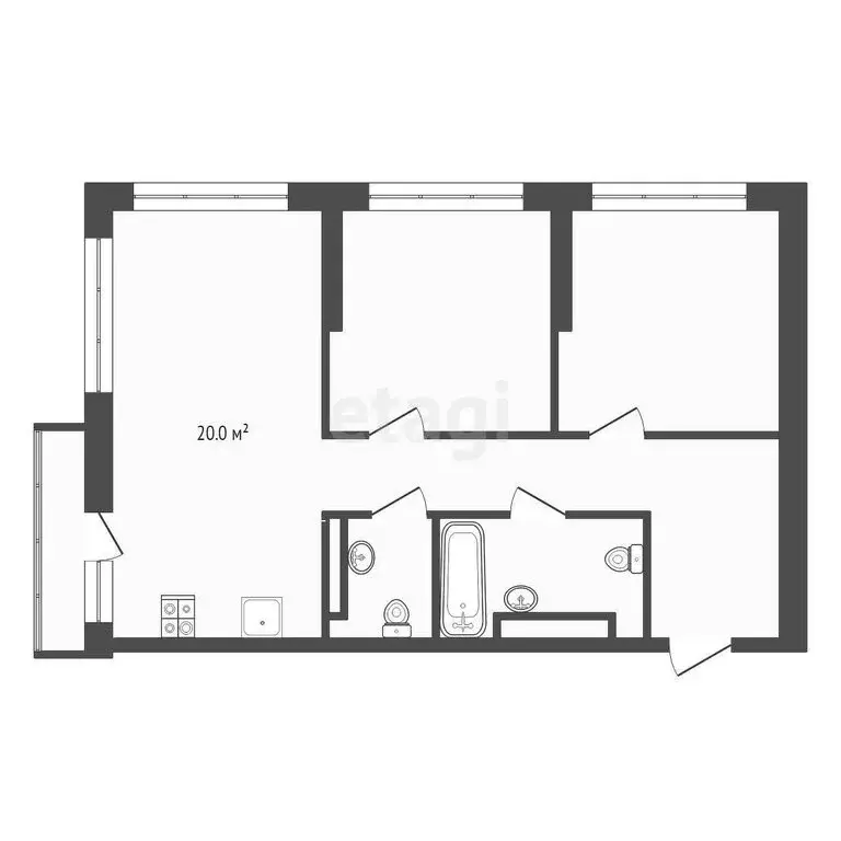 2-комнатная квартира: Тюмень, улица Тимирязева, 8к1 (64.7 м) - Фото 0
