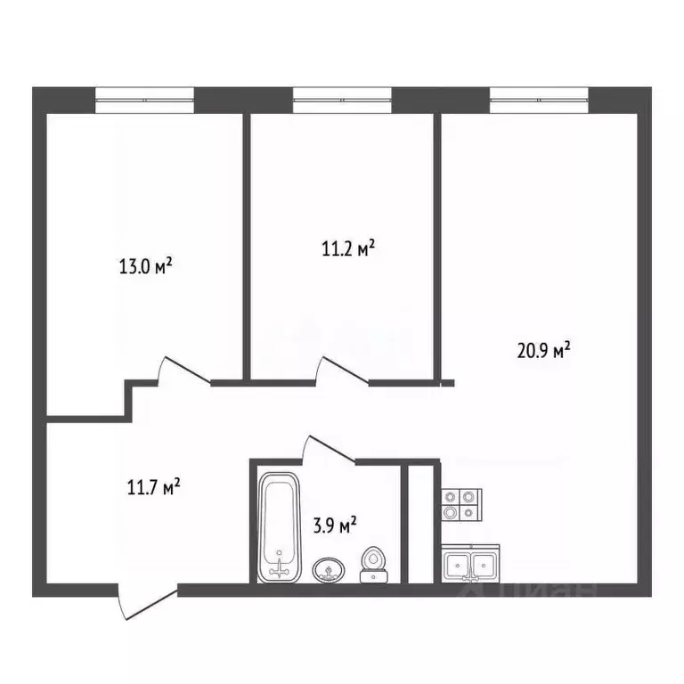 2-к кв. Московская область, Одинцово Вокзальная ул., 31 (61.7 м) - Фото 2