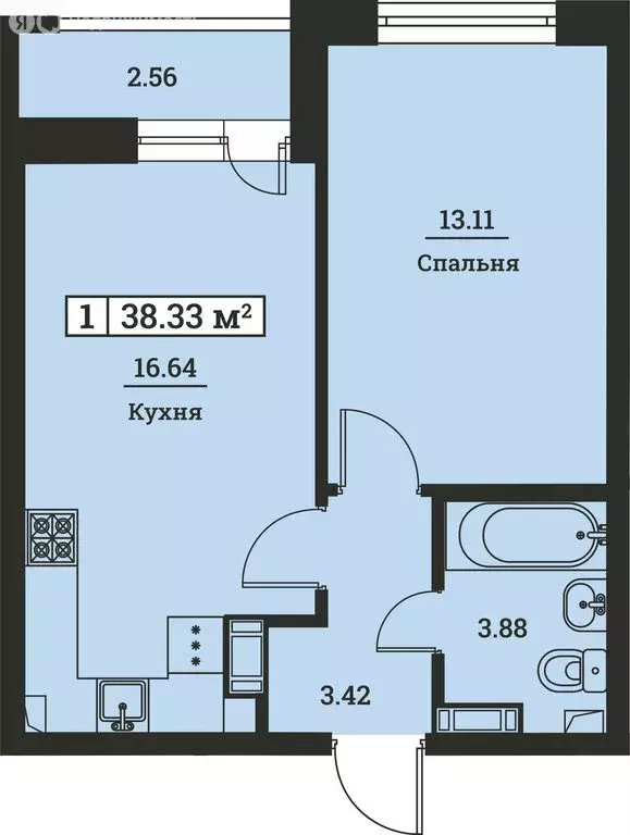 1-комнатная квартира: Мурино, Екатерининская улица, 19 (38.33 м) - Фото 0