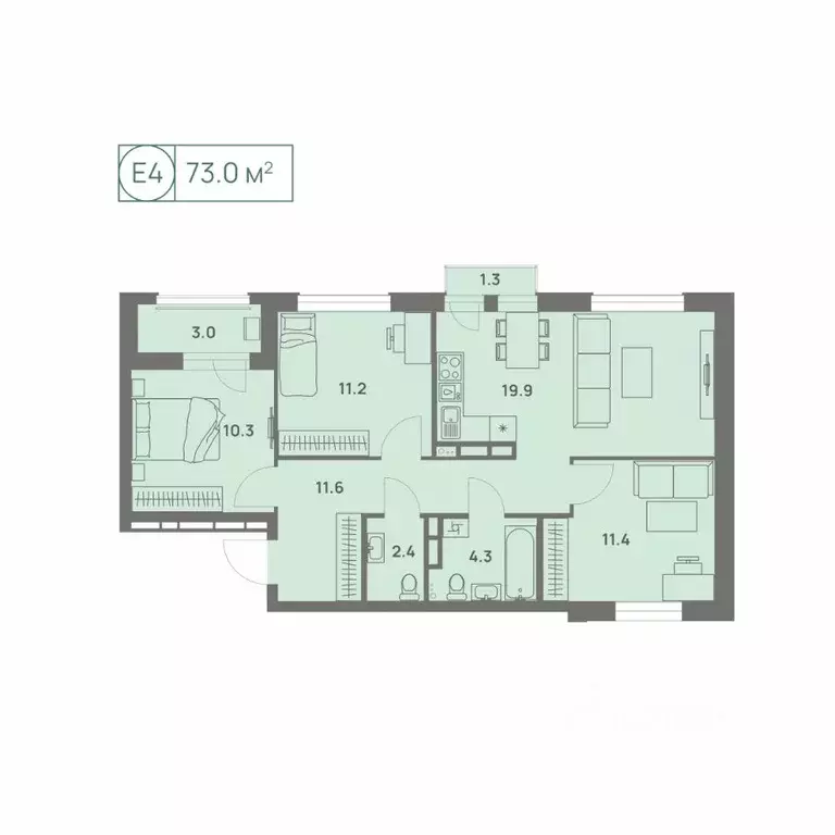 4-к кв. Пермский край, Пермь Трамвайная ул., 27 (73.0 м) - Фото 1