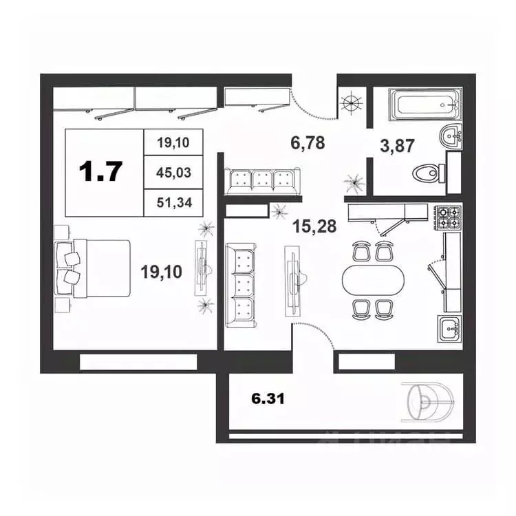 1-к кв. Новгородская область, Великий Новгород ул. Якова Павлова, 15 ... - Фото 1