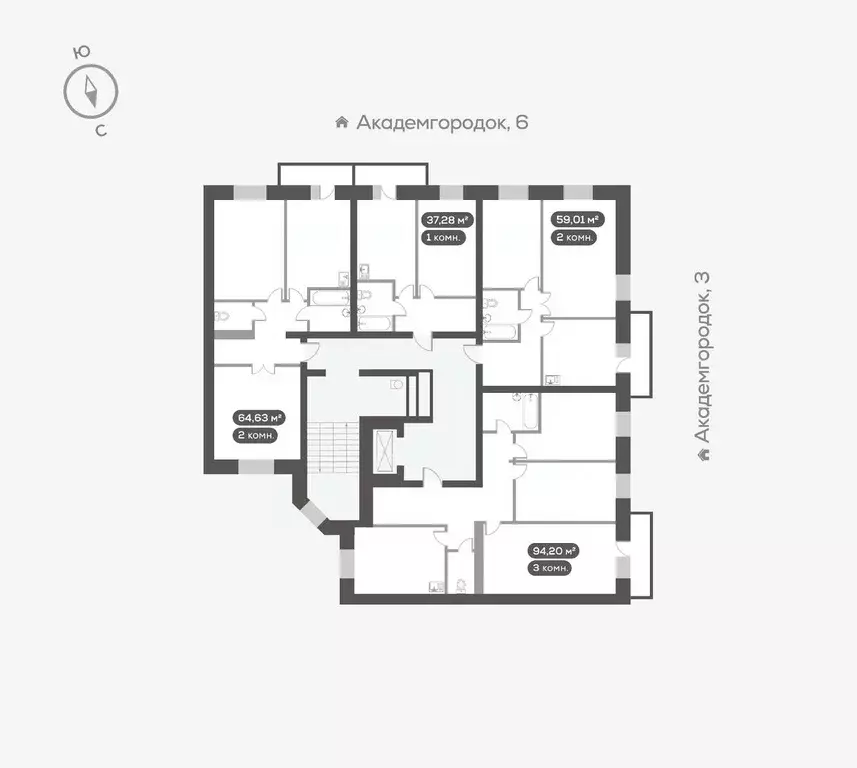 2-к кв. Красноярский край, Красноярск ул. Академгородок, 76 (64.5 м) - Фото 2