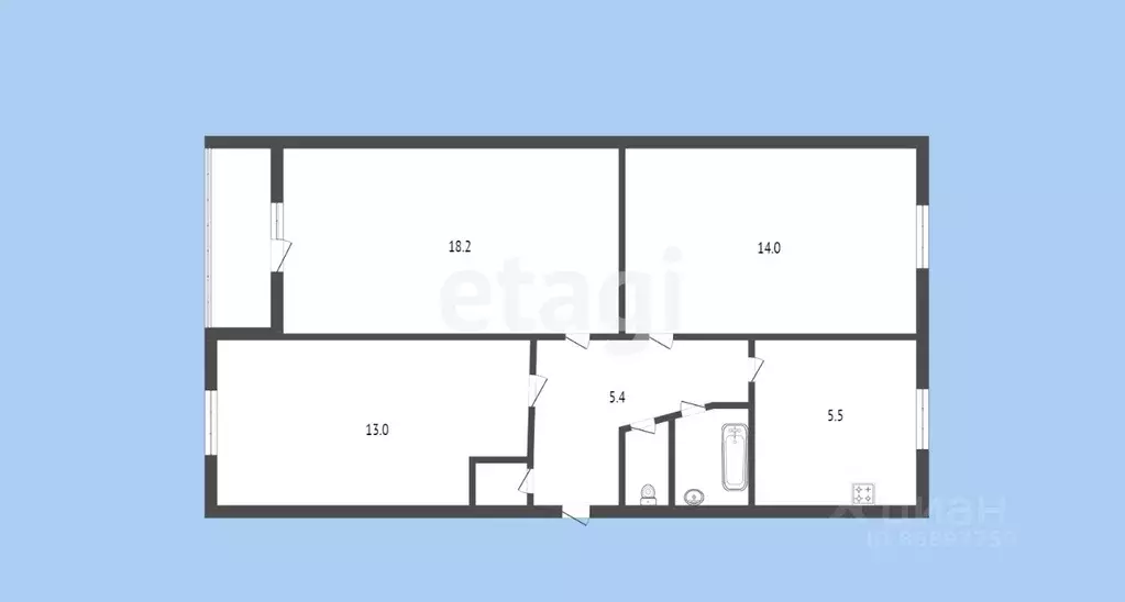 3-к кв. Карачаево-Черкесия, Черкесск ул. Калантаевского, 37 (59.5 м) - Фото 1