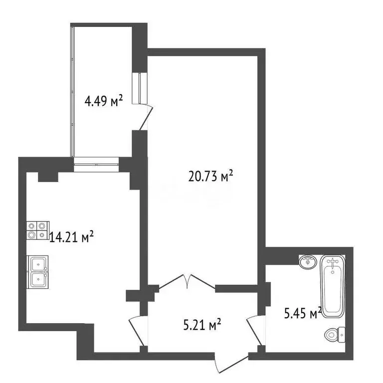 1-комнатная квартира: Курск, 2-я Агрегатная улица, 57А (50.09 м) - Фото 2