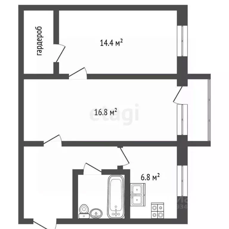 2-к кв. Архангельская область, Архангельск ул. В.И. Воронина, 31к1 ... - Фото 2