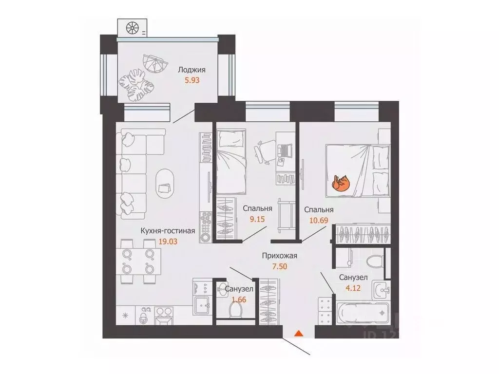 2-к кв. Удмуртия, Завьяловский район, с. Первомайский Икигай жилой ... - Фото 1