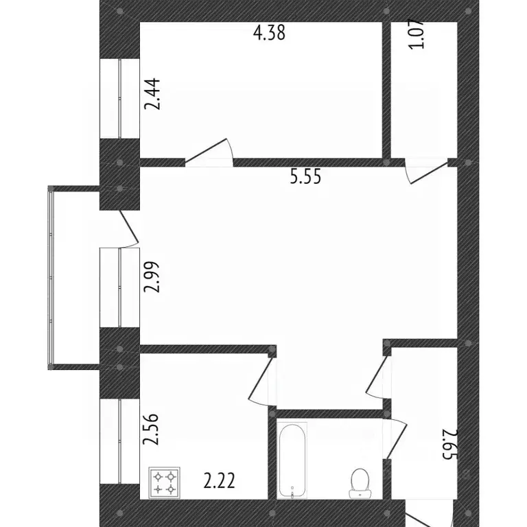 2-к кв. Омская область, Омск Комбинатская ул., 46 (43.4 м) - Фото 1