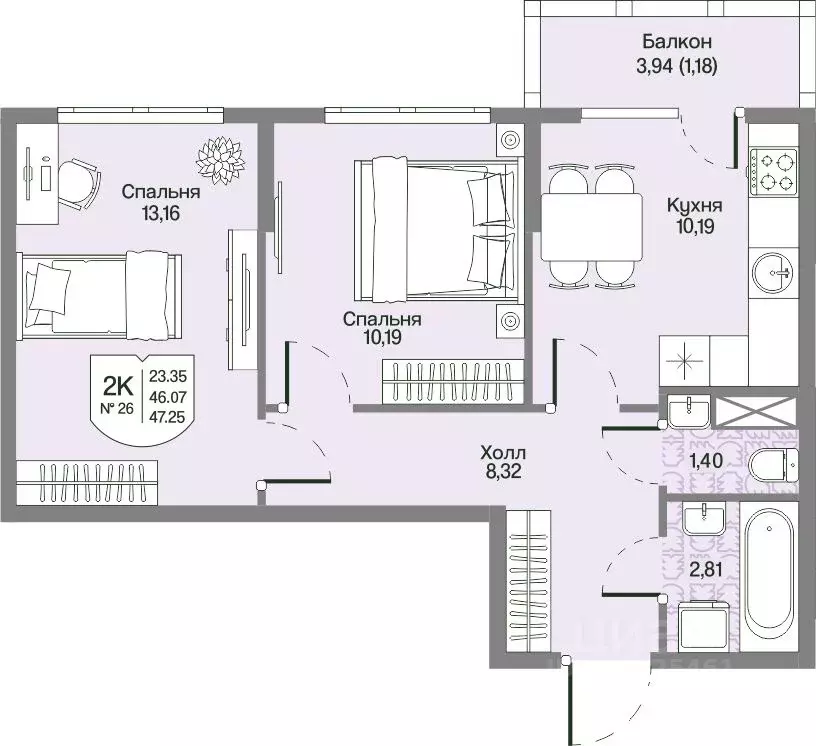 2-к кв. Ленинградская область, Всеволожский район, Бугровское ... - Фото 1