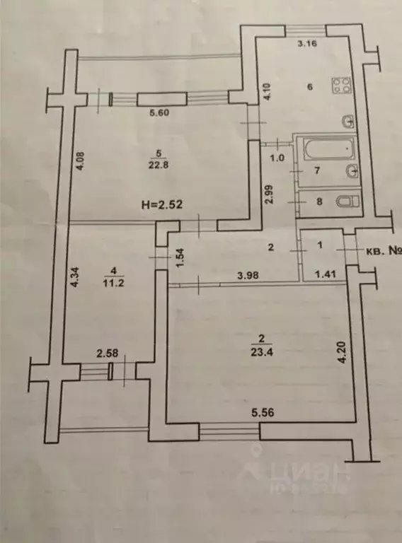 3-к кв. Волгоградская область, Волжский Оломоуцкая ул., 16 (86.7 м) - Фото 2
