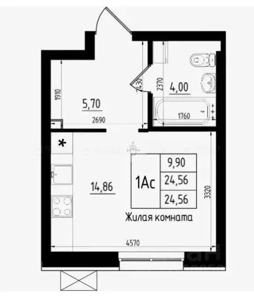1-к кв. Татарстан, Казань ул. Михаила Миля, 11 (33.0 м) - Фото 1