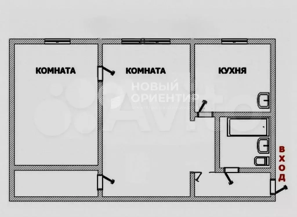 2-к. квартира, 40,8 м, 1/3 эт. - Фото 0